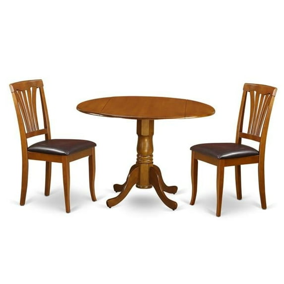 Dublin Kitchen Table Set - Dining Table & 2 Faux Leather Chairs - 3 Piece