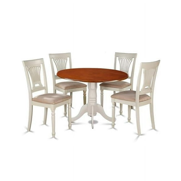Dublin Kitchen Table Set - Dining Table & 4 Wooden Chairs, Buttermilk & Cherry - 5 Piece