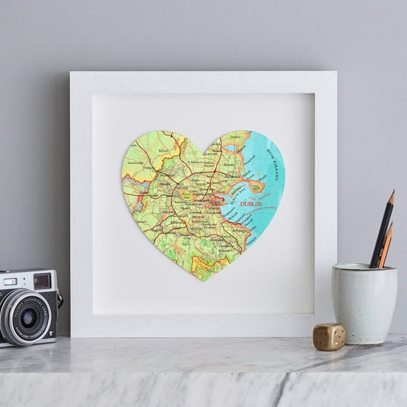 Dublin Map Heart Print Handmade Wall Art