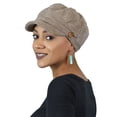 thumbnail image 1 of Dublin Newsboy Cap for Women Cancer Headwear Chemo Hat Cabbie Ladies Head Coverings Tweed Chenille (Taupe), 1 of 4