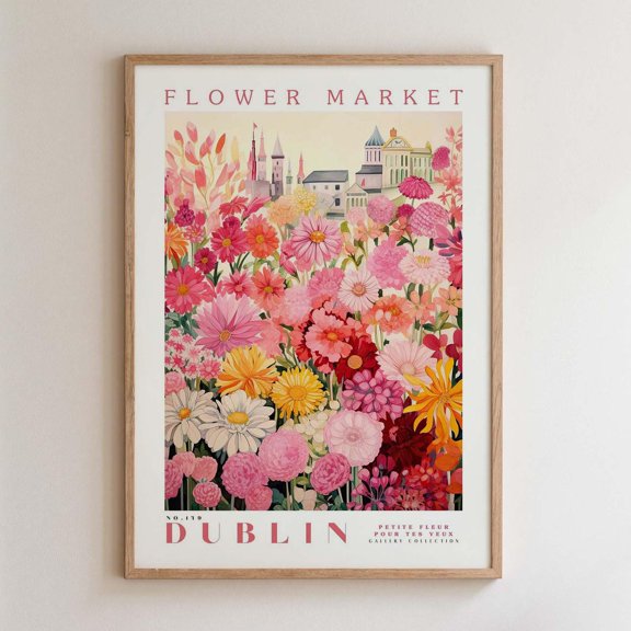Dublin Romantic Flower Market Wall Art Home Decor