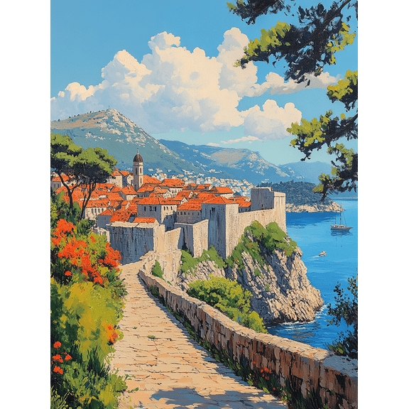 Dubrovnik Coastal City Wall Canvas PaintingSuitable for Living RoomBedroomOfficeHoteland Restaurant Decoration.