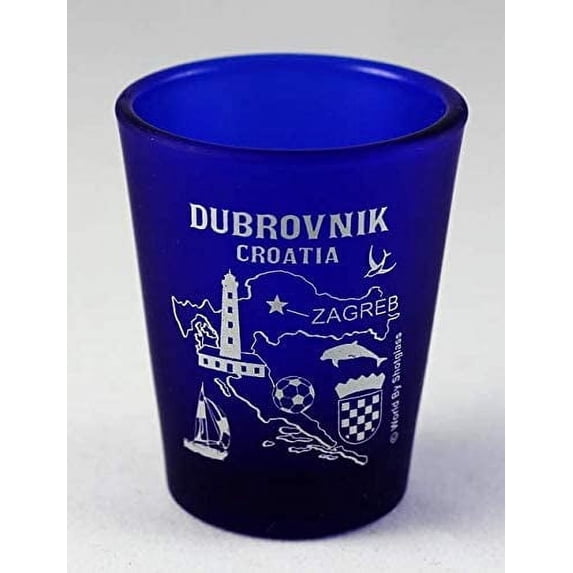 Dubrovnik Croatia Cobalt Blue Frosted Shot Glass