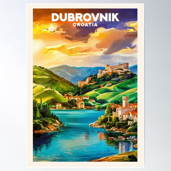 Dubrovnik Croatia Travel Art Poster Wall Art UNFRAMED PAPER POSTER, Home Decor