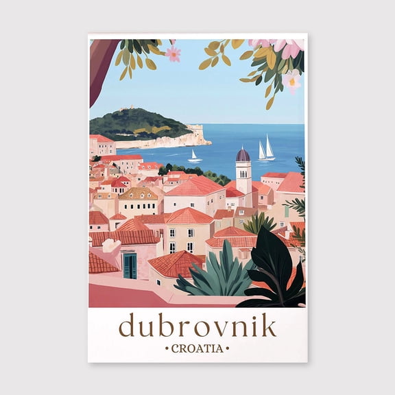 Dubrovnik Travel Canvas, Croatia Landscape Art, Coastal Wall Decor for Travel Lovers, Unique Croatian Gift Idea