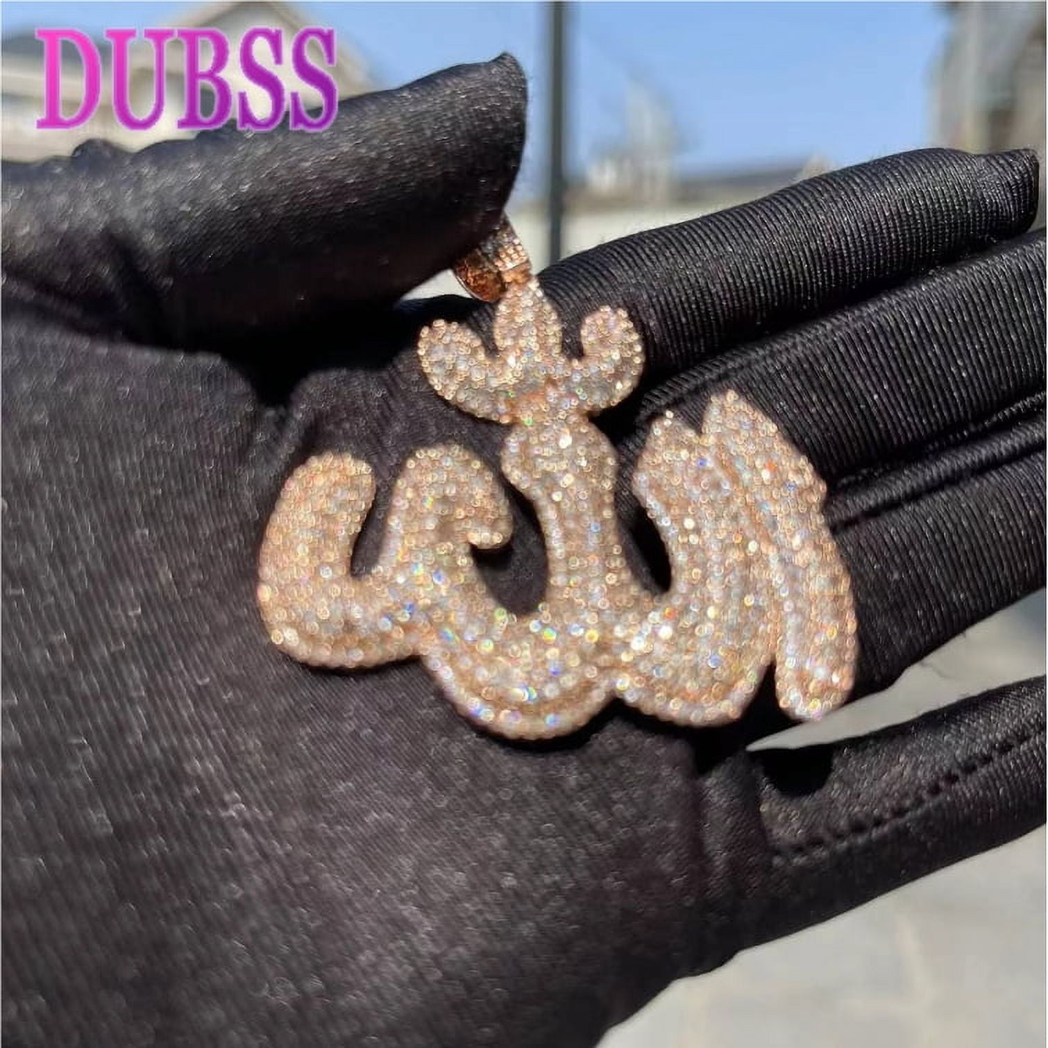 Dubss Iced Out Allah Pendant Necklace Real Gold Plated Hip Hop Jewelry Unique Charms 2022 Trend