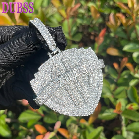 Dubss Iced Out Necklace for Men 2023 Prong Setting Pendant Cubic Zirconia Hip Hop Jewelry