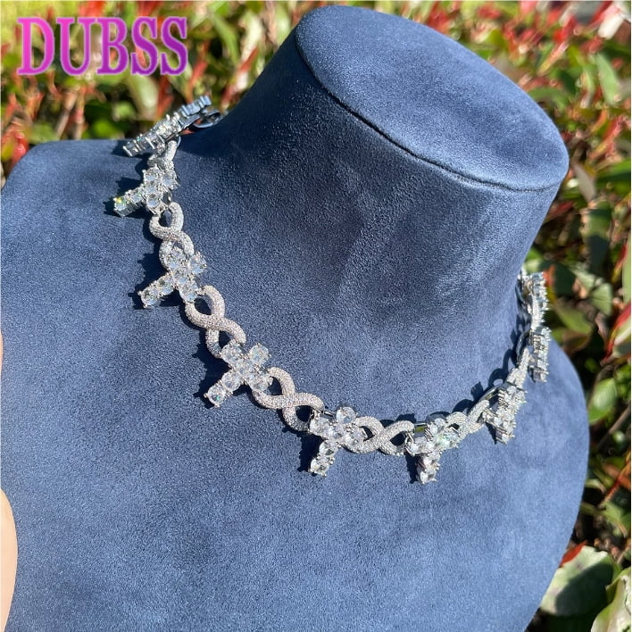 Dubss Iced Out Prong Necklace for Women Cross Infinity Choker