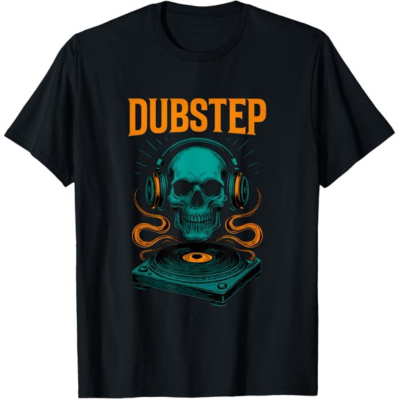 Dubstep Skull Dj Rave Turntable Glitchcore T-Shirt , Vintage T-Shirt