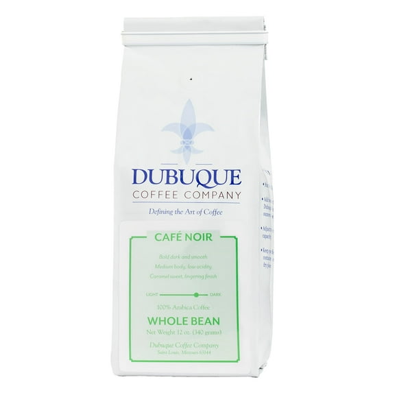 Dubuque Coffee Company's Cafe Noir Blend Whole Bean Coffee, Dark Roast, 12 oz Bag