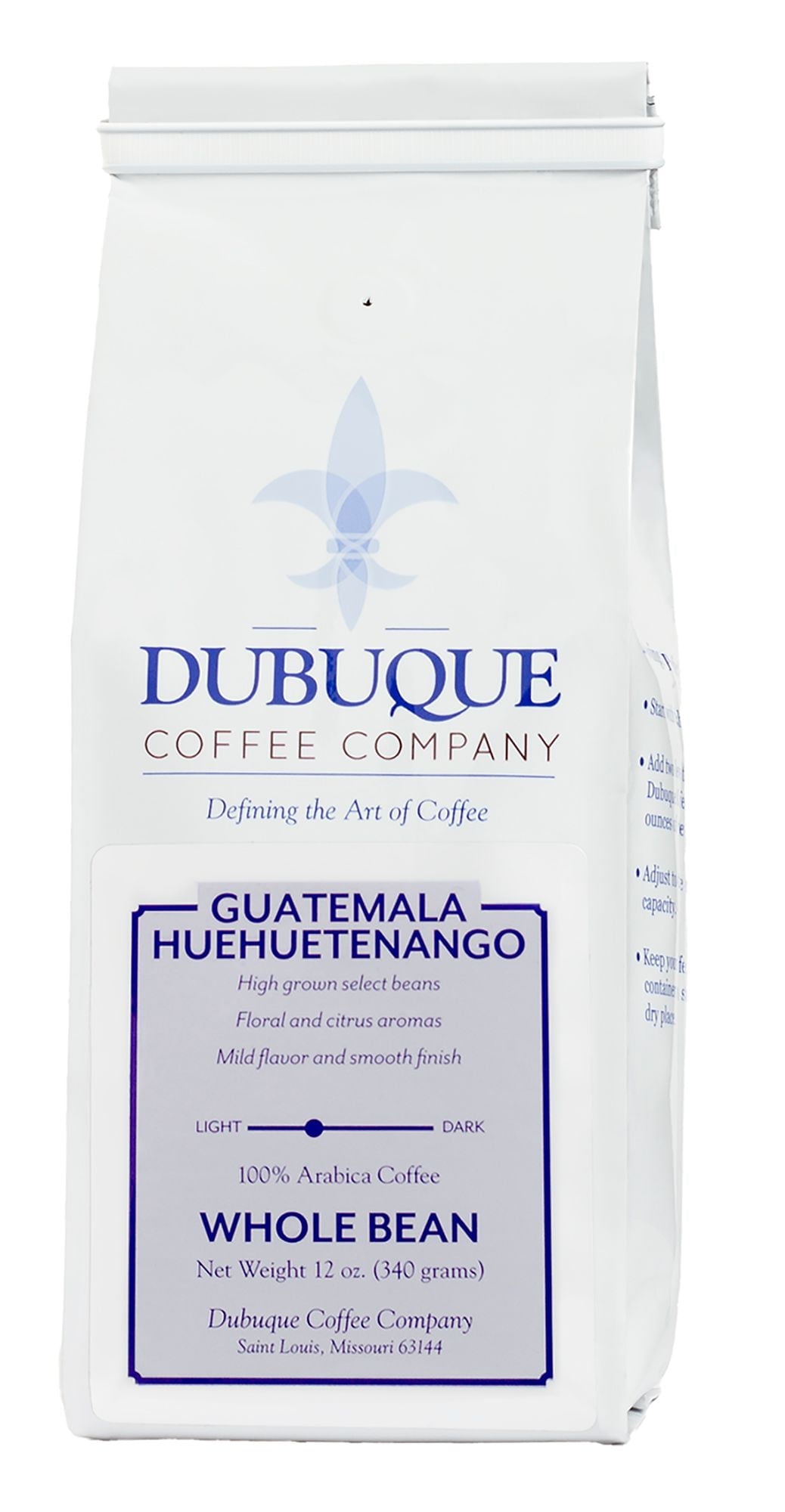 Dubuque Coffee Company Guatemala Huehuetenango Whole Bean Coffee, Medium Roast, Single-Origin, 12oz