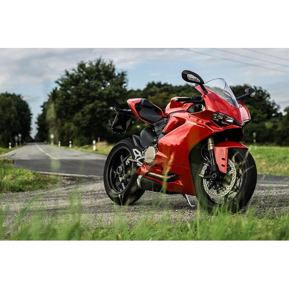 Ducati 1299 Panigale Motorcycle Design Sports Wall Art Home Decor - 24x36 Inch Glossy Laminated Poster - Stunning Detail and Bold Colors