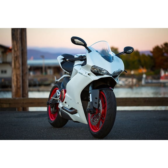 Ducati 959 Panigale White Sports Motorcycle Wall Art Home Decor - 12x18 Inch Laminated Poster - Stunning Detail and Bold Colors
