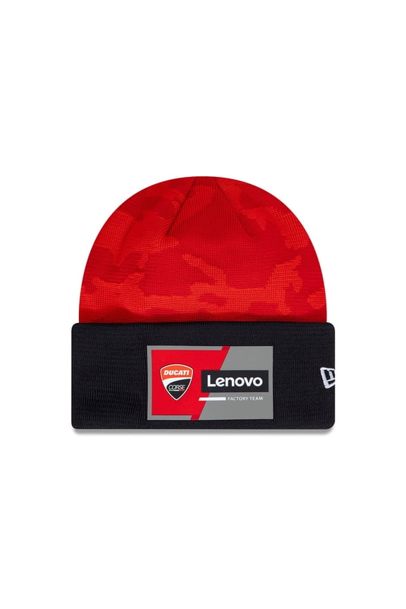 Ducati Corse Team Camo Cuff Knit Beanie Hat Red
