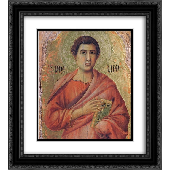 Duccio 2x Matted 20x22 Black Ornate Framed Art Print 'Apostle Philip'
