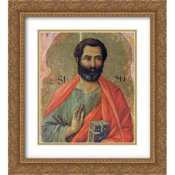 Duccio 2x Matted 20x22 Gold Ornate Framed Art Print 'Apostle Simon'