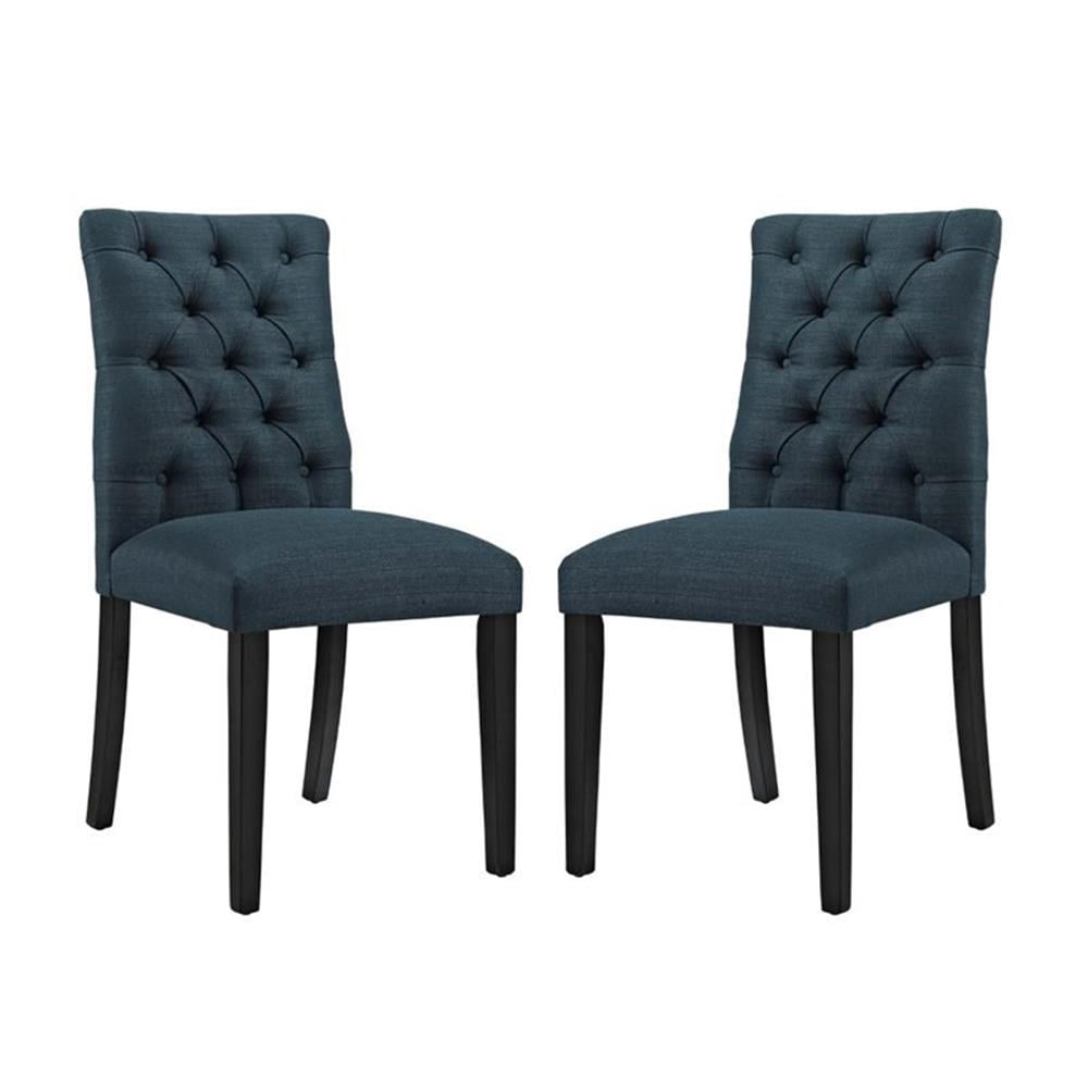 Modway Duchess 21.5" Modern Style Fabric Dining Chair in Azure Blue (Set of 2)