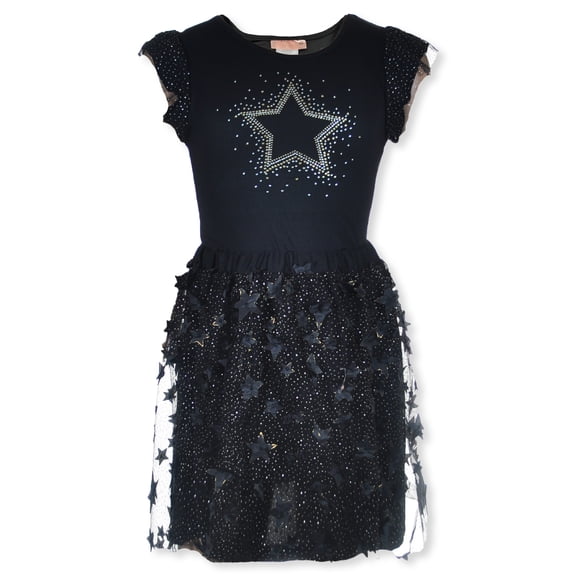 Duchess Girls' 2-Piece Star Skirt Set Outfit Color: black Size: 10