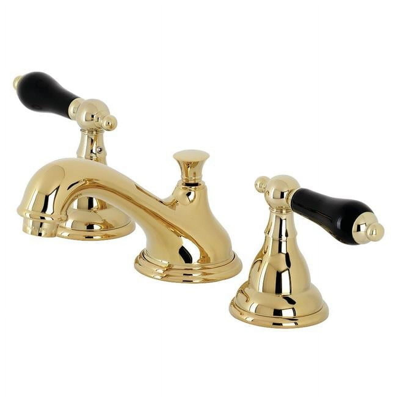 Duchess Polished Brass Widespread Bathroom Faucet with Black Handles