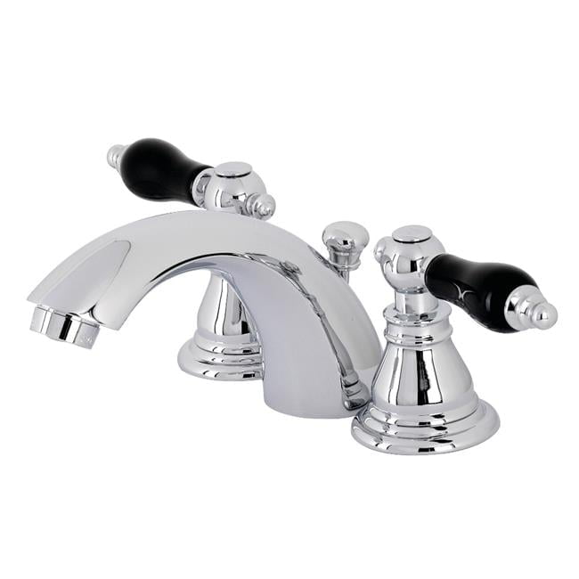 Duchess Polished Chrome Mini-Widespread Bathroom Faucet with Black Porcelain Handles