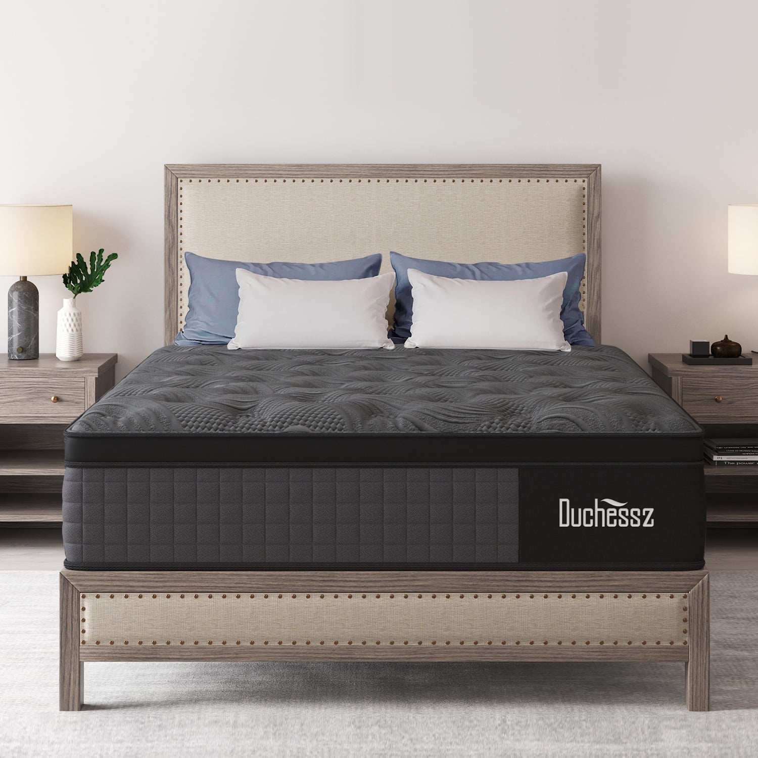 Duchessz 14inch Twin Mattress with Gel Memory Foam Euro Top Hybrid Mattress Medium Firm,Adult