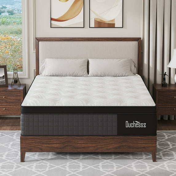 Duchessz Queen Mattress 14 Inch Hybrid Mattress In a Box EuroTop with Gel Memory Foam and Individually Pocket Innerspring Support for Motion Isolation Edge