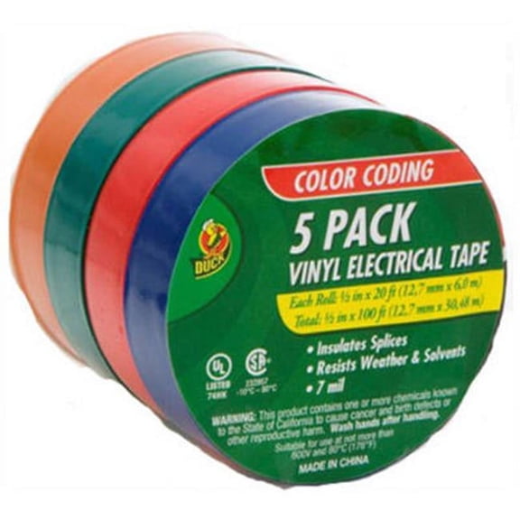 Duck 07205 Vinyl Electrical Tape, 5 Pack