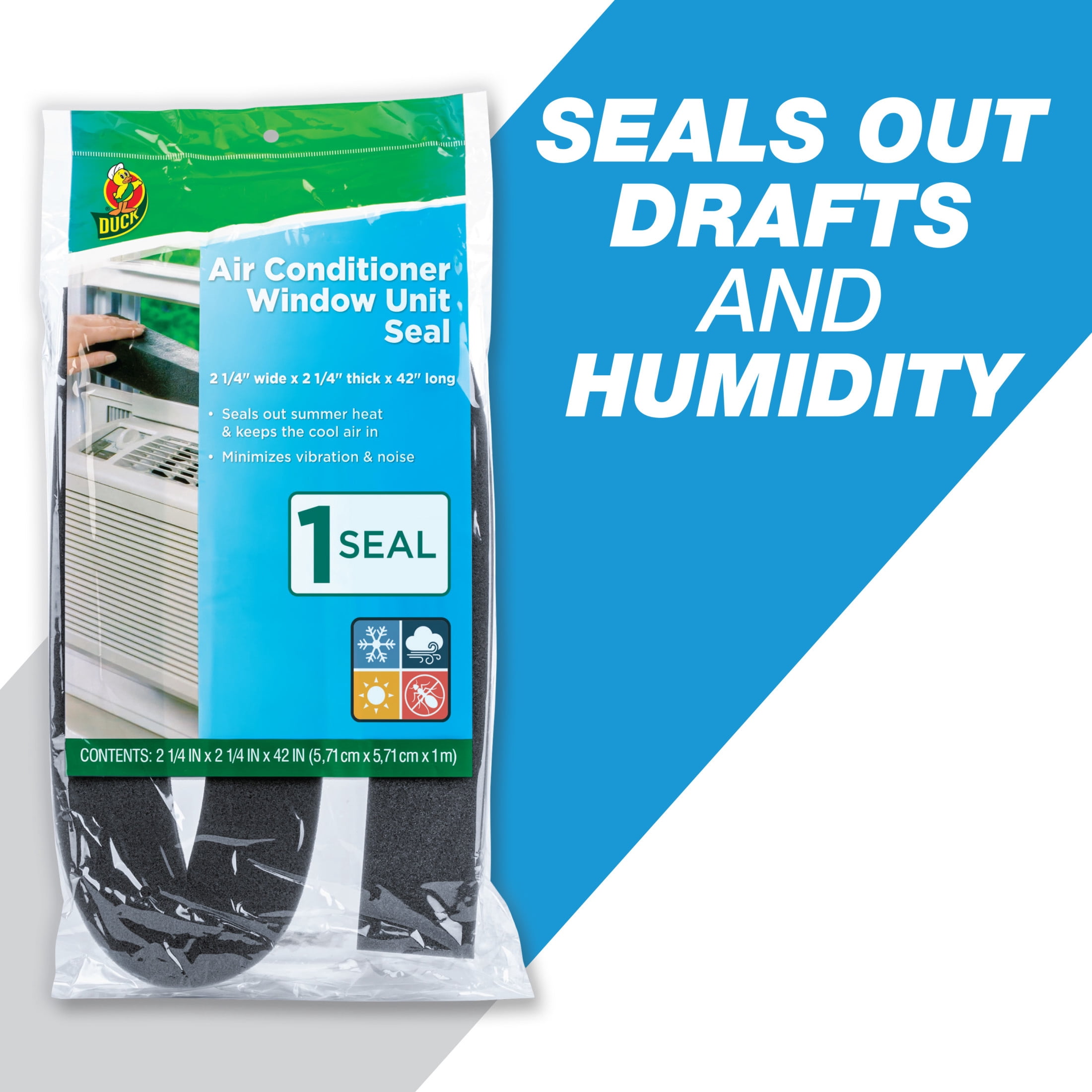 Duck 2.25" x 2.25" x 42" Window Air Conditioner Insulating Seal, Black