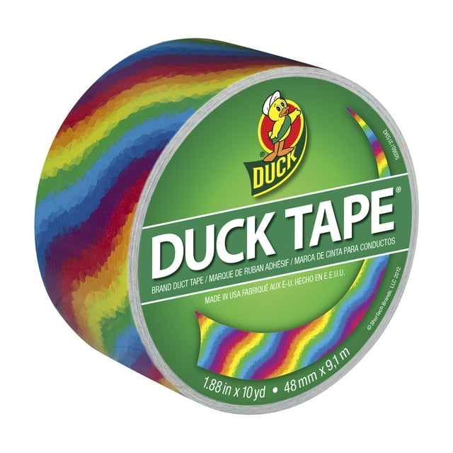 Duck 281496 Printed Duct Tape, Rainbow, 1.88" x 10 Yards, Rainbow
