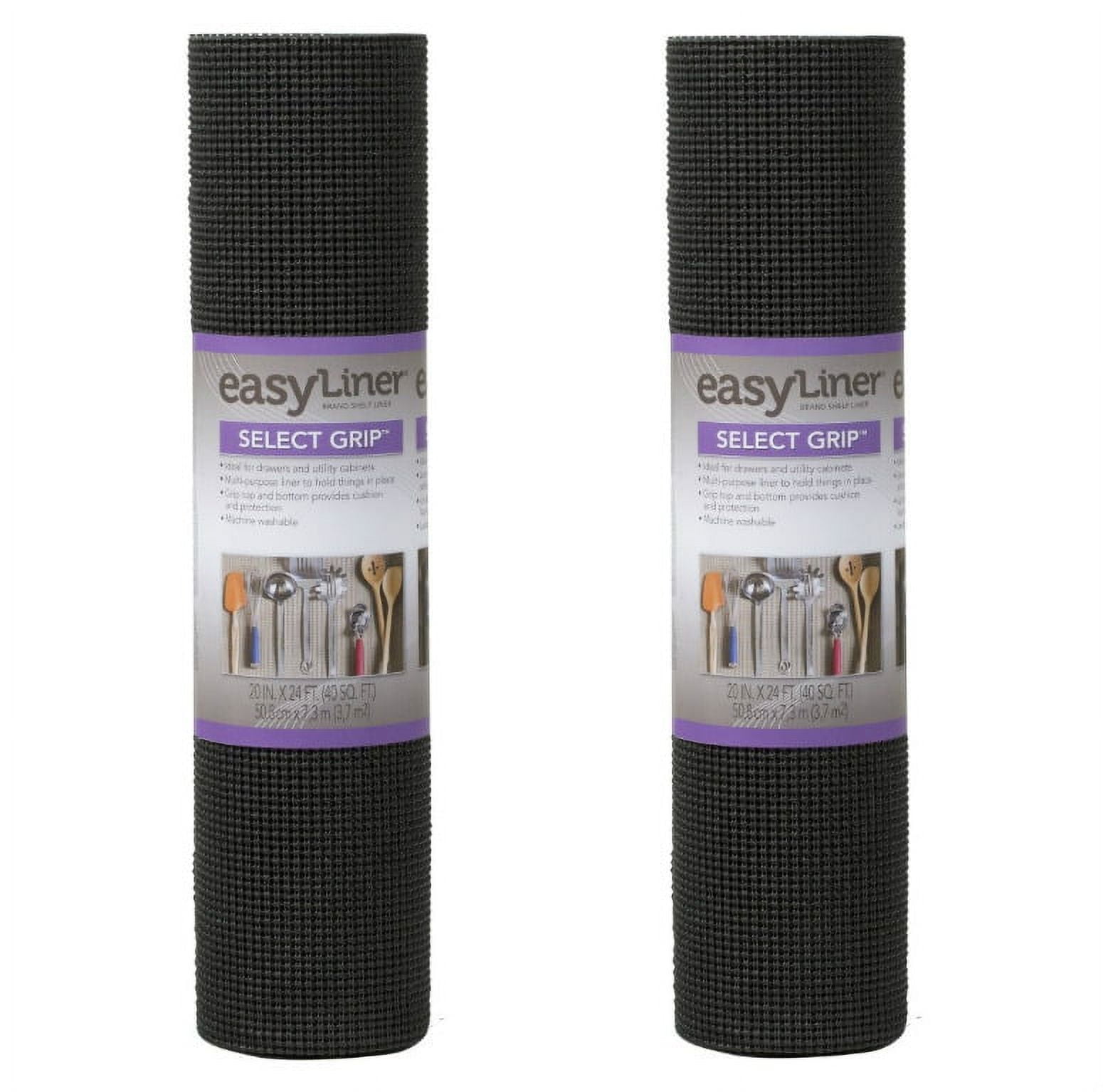 Duck Brand 281876 Select Grip Easy Non-Adhesive Shelf Liner 20-Inch x 24-Foot, Black, 2 Pack