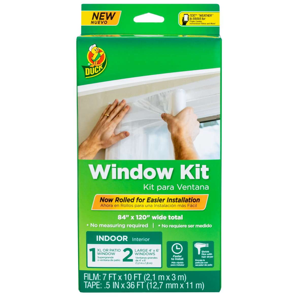 Duck 84 in. x 120 in. Rolled Insulation Film Window Kit, Fits Patio Doors or XL Windows