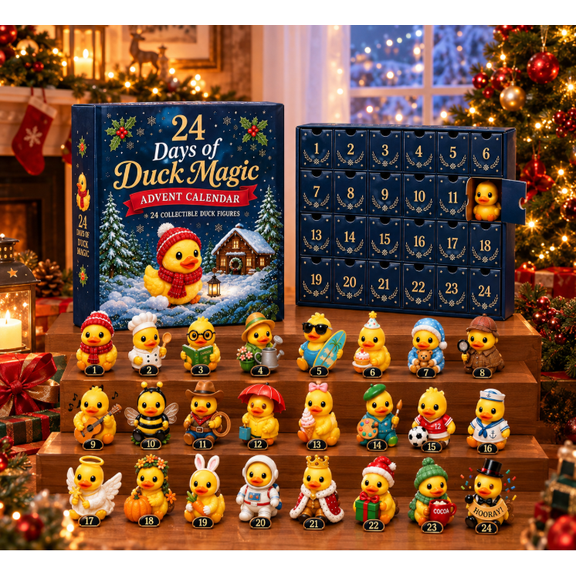 Duck Advent Calendar 2026, 24-Day 3D Mini Duck Figurines Christmas Countdown Calendar, Collectible Animal Ornaments for Holiday Decor, Farmhouse Christmas Display