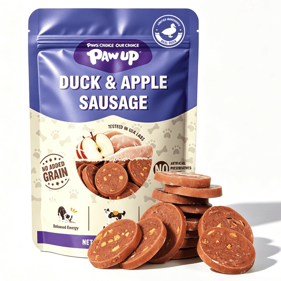 PAWUP Duck & Apple Dog Treats, Grain-Free Healthy Treats for Small Medium Large Dogs, Low Fat Training Treats with Real Fruit, 10.6oz