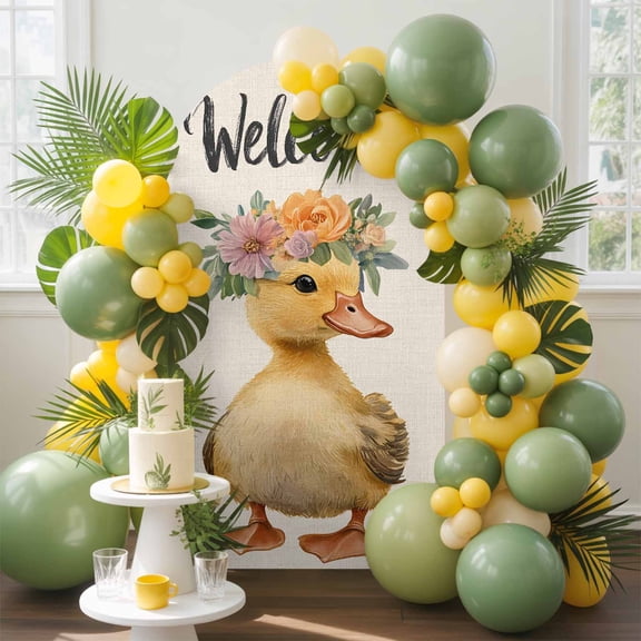 Duck Arch Backdrop Cover, 4FT, Welcome Spandex Arch Covers Double-Sided Backdrop for Wedding Birthday Party Photo Background Decoration