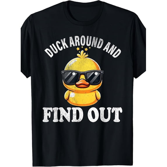 Duck Around And Find Out Funny Duck Graphic T‑Shirt, Vintage Short‑Sleeve Crew Neck Casual Unisex Tee