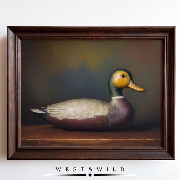 Duck Art Farmhouse Wall Print Vintage Antique Still Life Neutral Artwork For Cottage Farm House Decor Cottagecore Modern, Unframed Paper Print