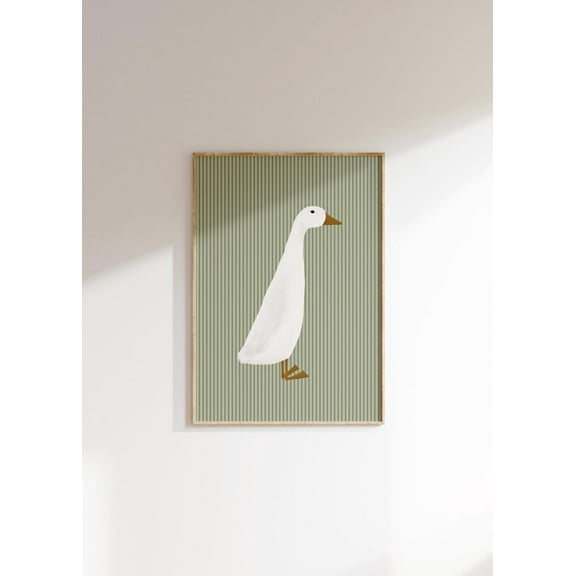 Duck Art Print Cottagecore Nursery Goose Farm Nursery Decor Boy'S Room Duck Print Green Stripe Rustic Nursery Silly Goose Print Wall Art, Modern Wall Decor, 8x12 UNFRAMED
