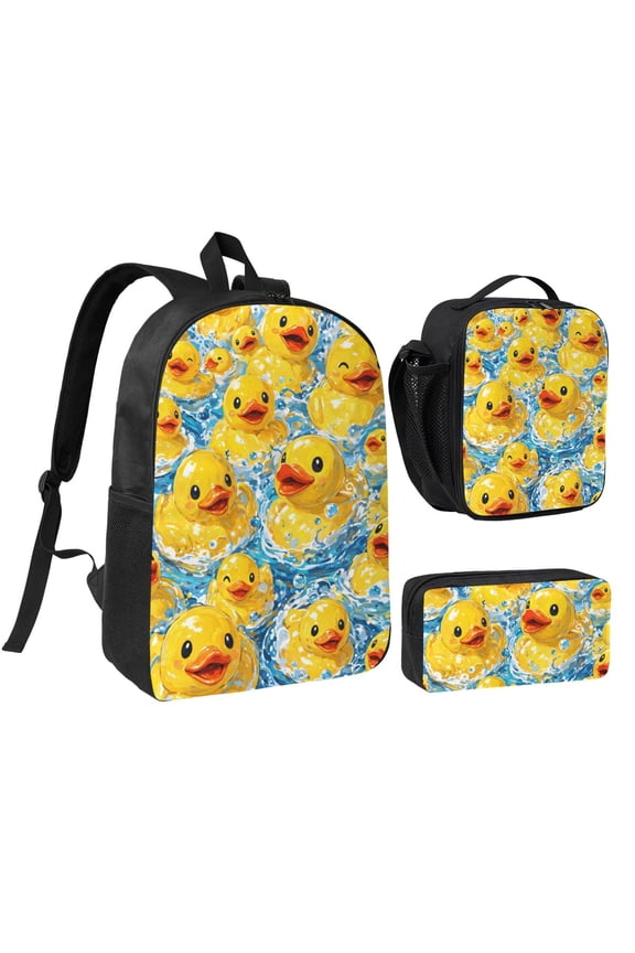 Duck Backpack Set 3pc Including Backpack, Lunch Bag and Pen Bag Combination
