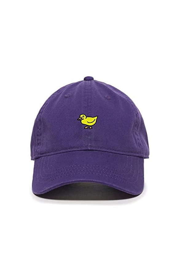 Duck Baseball Cap Embroidered Cotton Adjustable Dad Hat Purple