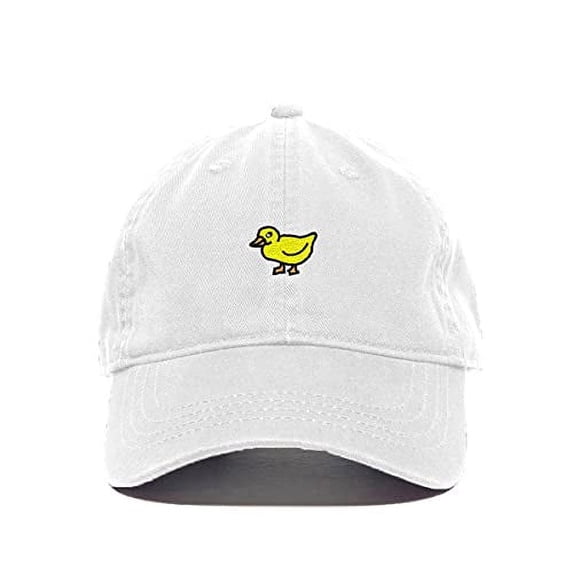 Duck Baseball Cap Embroidered Cotton Adjustable Dad Hat White