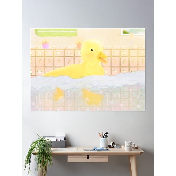 Duck Bath Time Poster Wall Art, Modern Wall Decor For Living Room Bedroom, 24x36 UNFRAMED