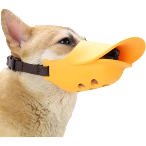 Duck Bill Dog Muzzle, Soft Silicone Adjustable for Medium Large Dogs