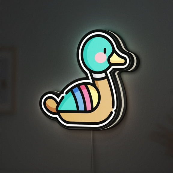 Duck Bird 3D Novelty Light Box for Animal Lovers, Simple Wildlife Lamp Decor for Birdwatchers, Kids and Nature Themed Rooms (Height 8 inch, 20cm)