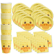 Duck Birthday Party Supplies Set Plates Napkins Cups Tableware Kit for 16