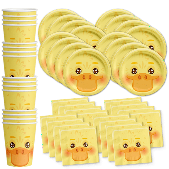Duck Birthday Party Supplies Set Plates Napkins Cups Tableware Kit for 16