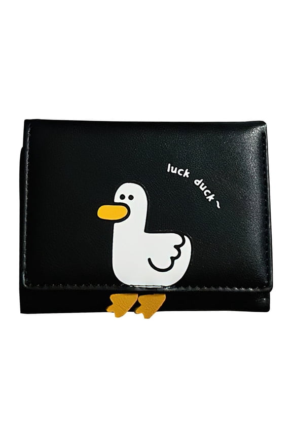 [Duck Black] Three-fold Short Duck Wallet Coin Purse Card Holder
