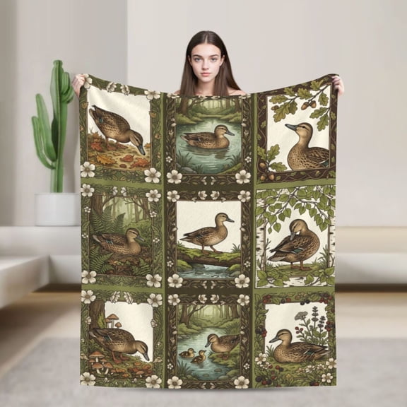 Duck Blanket, Soft Cozy Flannel Throw For Bed Bedroom Set, Warm Decorative Blanket 50x40