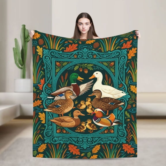 Duck Blanket, Warm Cozy Throw Blanket, Cute Duck Decor For Winter 50x40