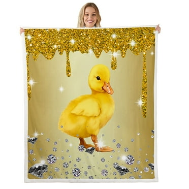 Duck Blanket Yellow Sequin Fluid Art Throw Blanket 30"x40",Crystal Diamond Fleece Blanket Farm Animals Bed Blanket,Country Farmhouse Rustic Home Decor