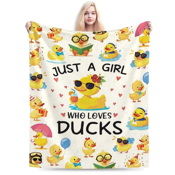 Duck Blanket for Adult, Yellow Ducks Themed Gifts, Duck Lovers Gifts for Women, Just A Girl Who Loves Ducks, Cute Cartoon Blanket 50x40